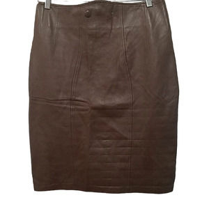 NWT Kezia Brown genuine leather pencil skirt women's sz 16